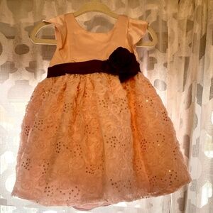 Pink Flower Textured Dress with Subtle Sequins